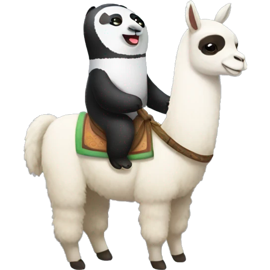 Llama riding panda cute  emoji