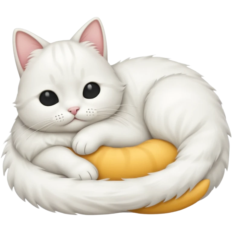 emoji of white napping cat with a tail hanging down emoji
