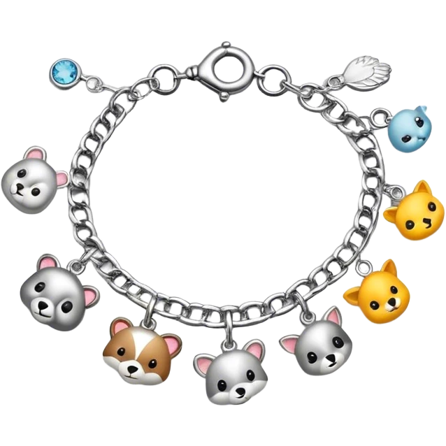 Silver charm bracelet with animal charms  emoji
