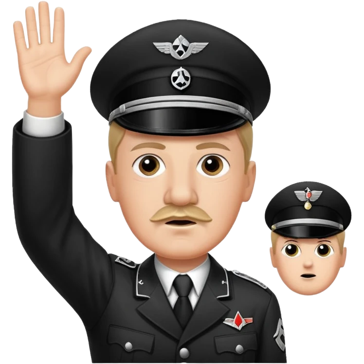Hitler raising one hand straight out like a Sieg Hail salute in Black SS uniform. The arm must be straight out emoji