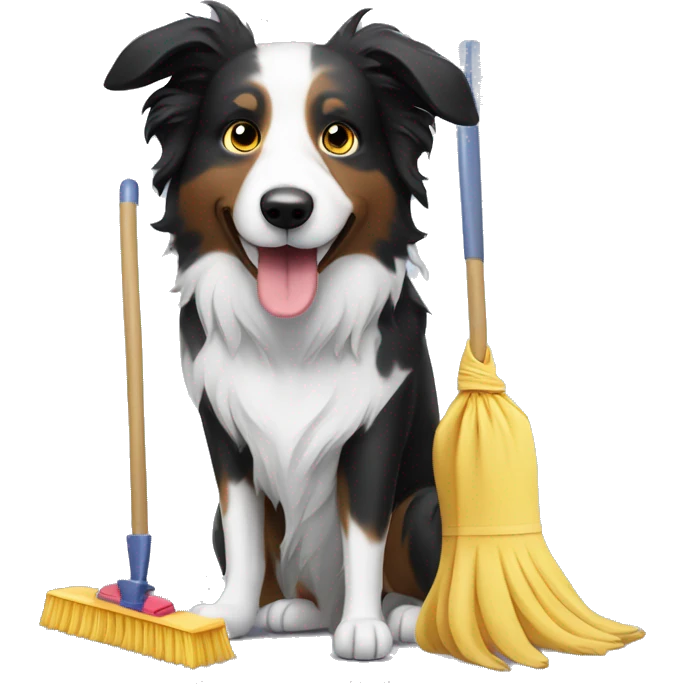 Border Collie as a cleaning lady emoji
