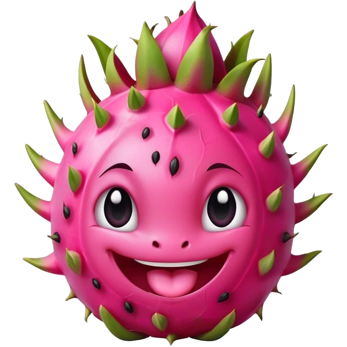 dragon fruit with happy cute face emoji