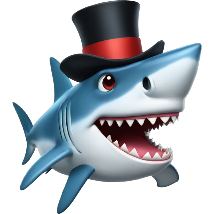 Shark with a top hat emoji