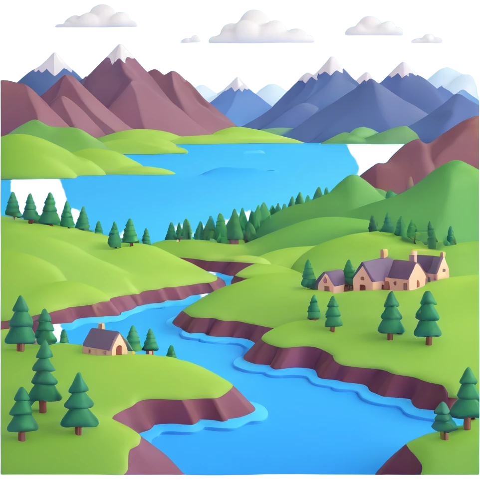 Scottish highlands with mountains emoji