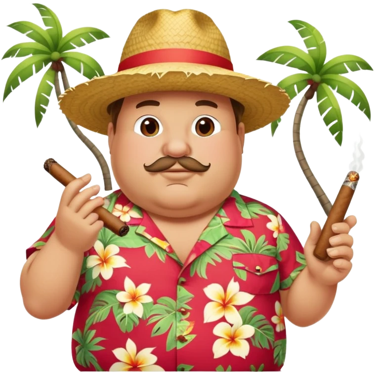 Fat man at the beach with a cigar  emoji