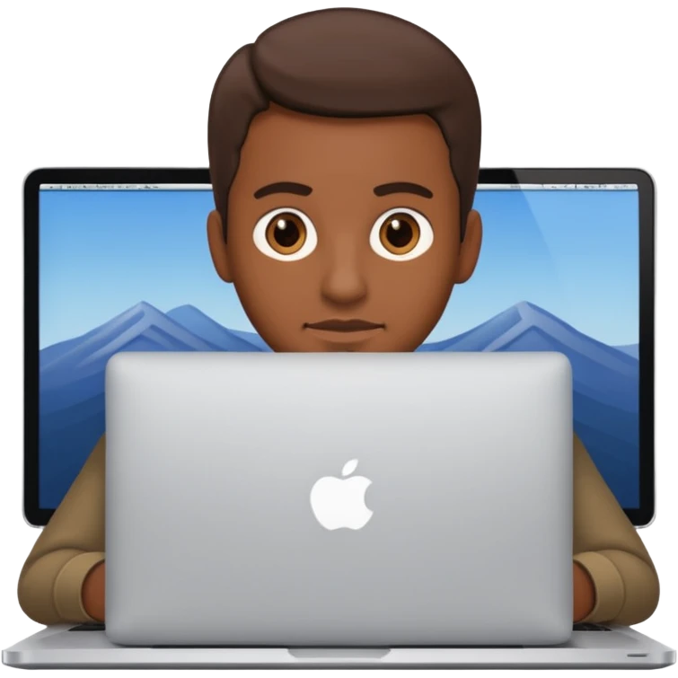 Brown guy behind macbook pro emoji