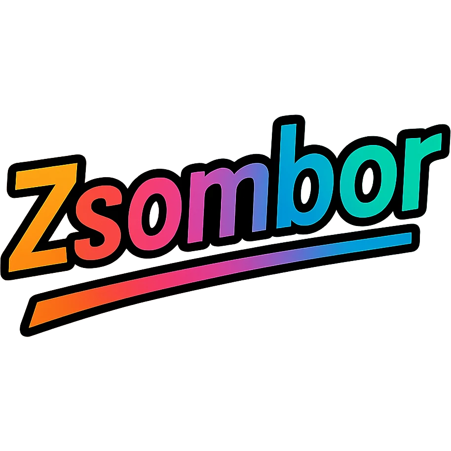 modern colorful gradient typography of the name Zsombor with dark outline, dynamic slanted or partial underline, in the style of reference patterns emoji