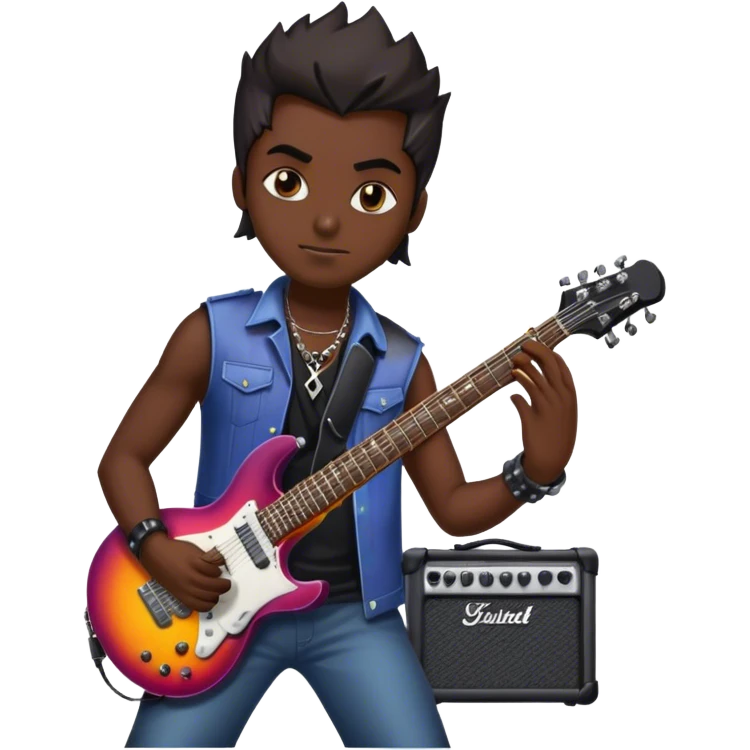 Icon for Metal Music: Iron Maiden band theme, featuring the iconic Eddie mascot, electric guitars, drums, and bold heavy metal aesthetics. Dark, intense colors with musical notes and a powerful, energetic vibe. Transparent background. emoji