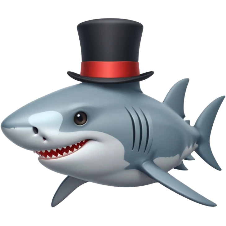 Shark with a top hat emoji