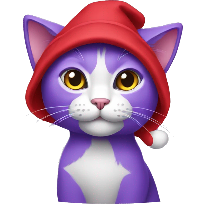 purple cat in red cap pointing  emoji