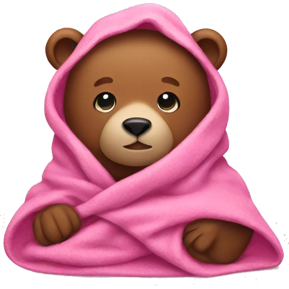Bear wearing pink blanket emoji