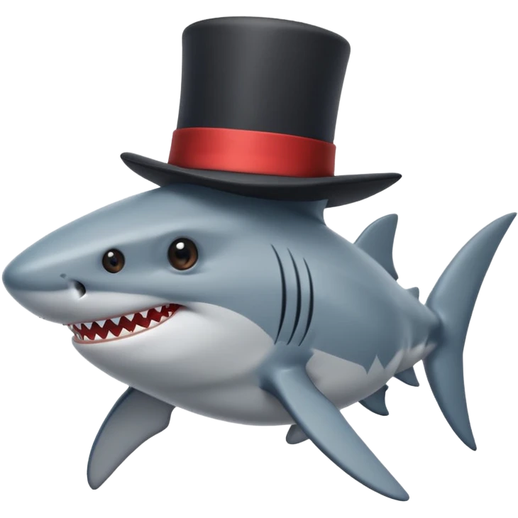 Shark with a top hat emoji