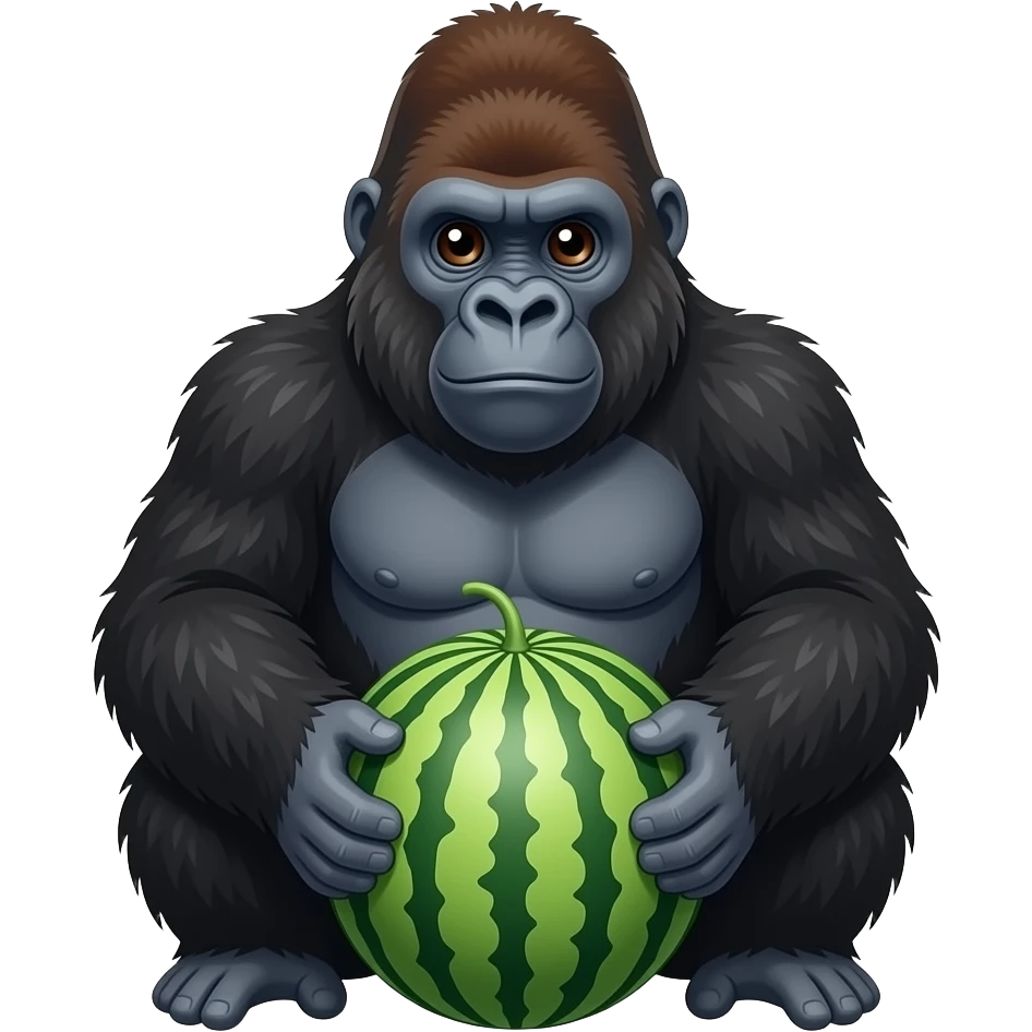 Gorilla sitting with watermelon emoji