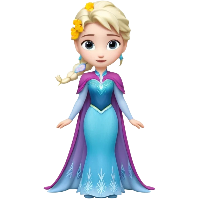 Isolated, breathtakingly vivid and intricately detailed digital illustration of the most incredibly adorable and cute small size Elsa (Frozen) figurine imaginable, toy style. 8000x8000px, smooth clean lines, 3D rendering emoji