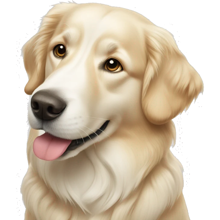 Golden retriever dog with white husky dog emoji
