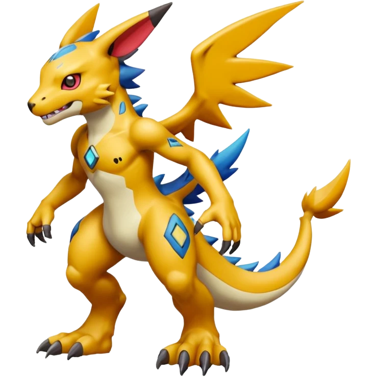 colorful fantasy edgy cool badass cute Digimon-Fakémon, with random markings, full body emoji