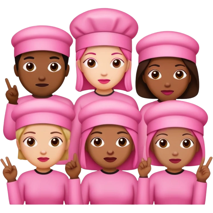 artists in pink protesting for spam meat is art emoji