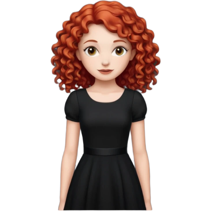 red curly haired black dress white girl emoji