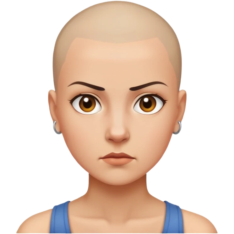 feminist woman with shaved head emoji