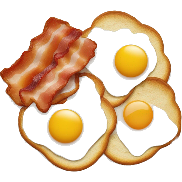 “Two fried eggs, crispy bacon, and buttered toast on a plate.” emoji