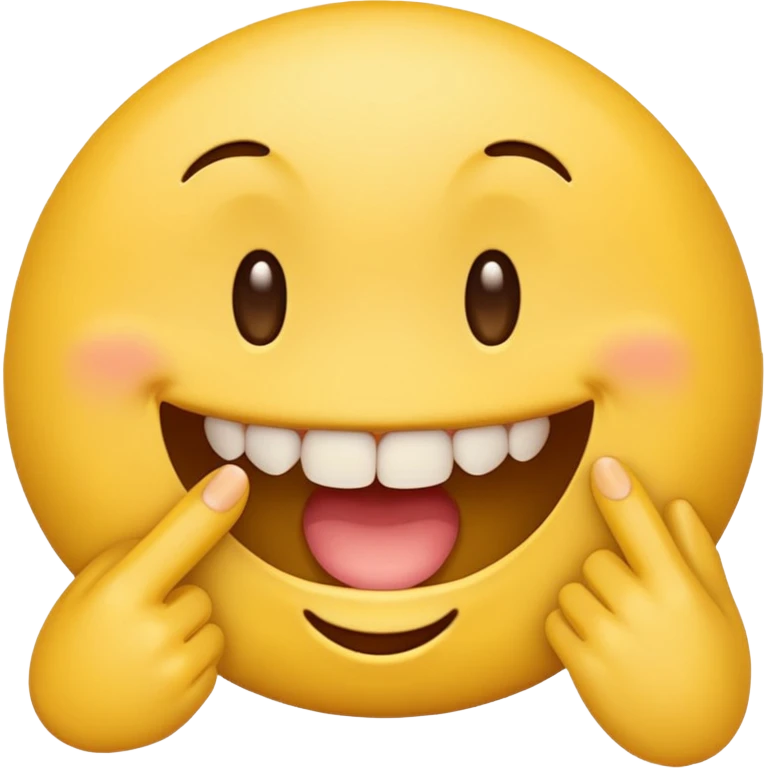 Yellow emoji finger bite with teeth in flirty manner emoji