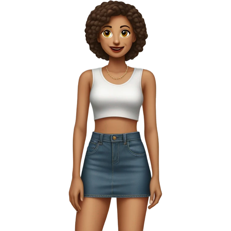 Realistic A-line high waisted red denim mini skirt, isolated emoji