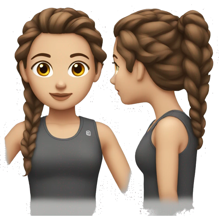 girl brown hair and gym clothes emoji