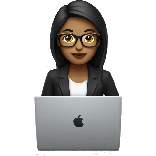 Mujer con lentes y laptop mac emoji