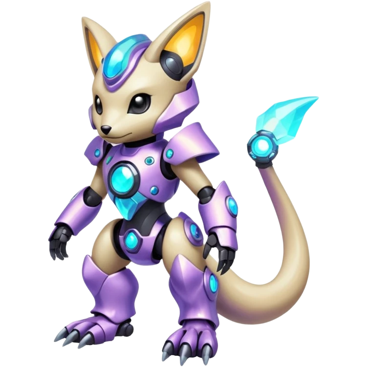 Mechanical Nebulae Pastel Hot Exotic Lush Warm Cute Adorable Colorful Shiny Iridescent Futuristic Modern Cybernetic Protogen-Fakémon-Pokémon-creature-fusion (full body) emoji