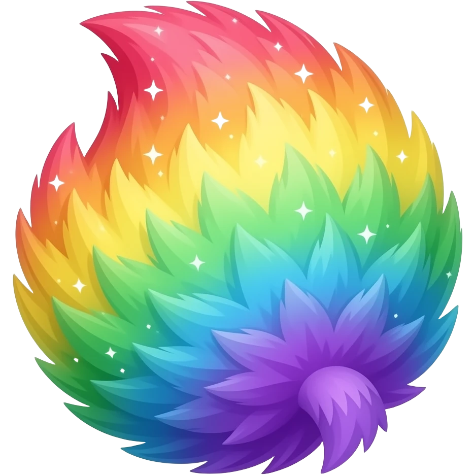 Giant extra fluffy rainbow sparkling wolf tail emoji