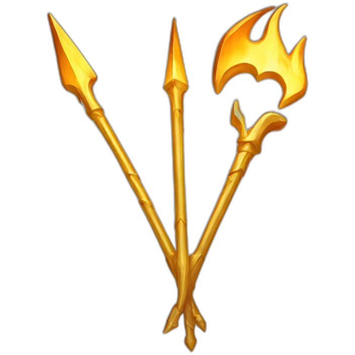 trident of fire made of gold emoji