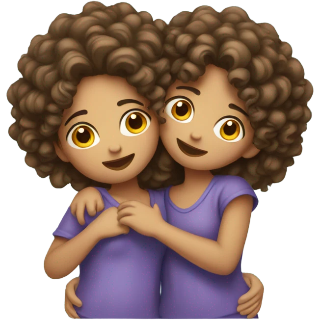  Two curly hair girls cuddling  emoji