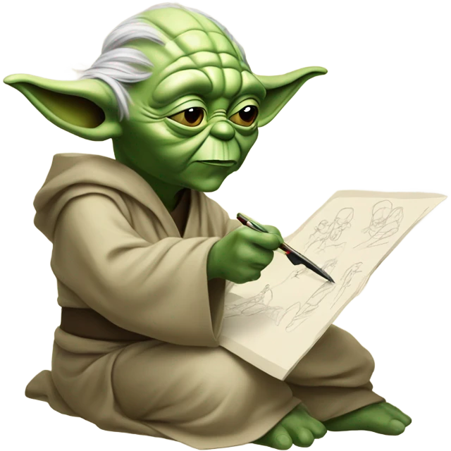 Master Yoda draws Mater Yoda's picture emoji