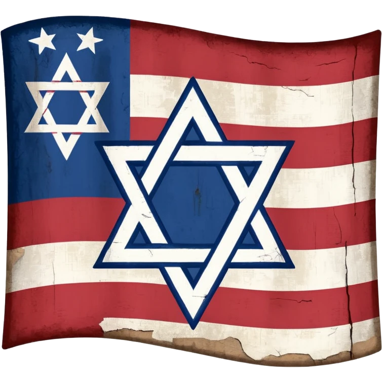 United States flag with a swastika symbol and star of david symbol on the flag emoji