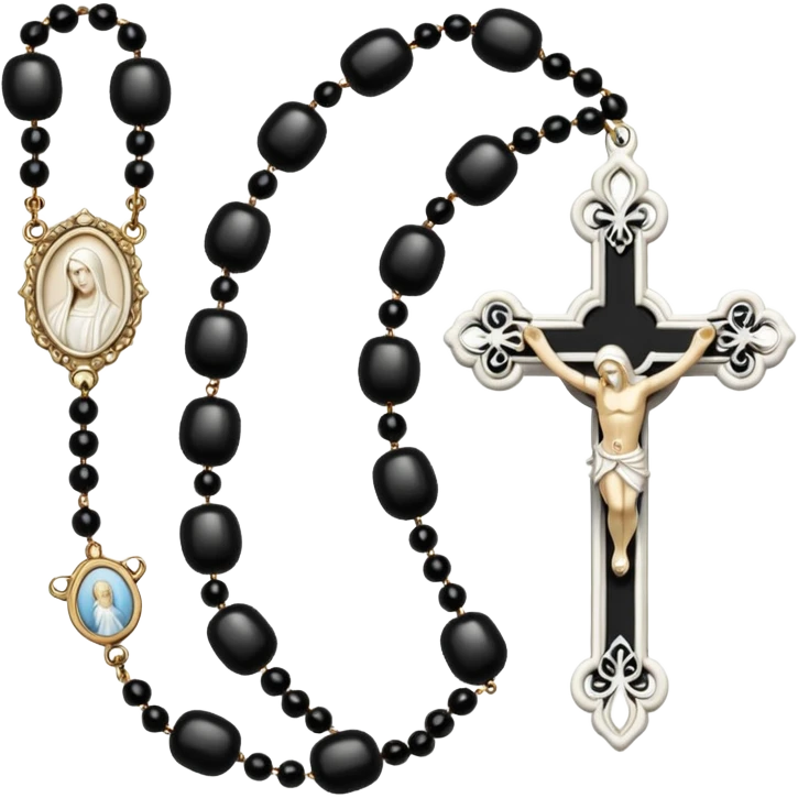 Gothic white rosary with white beads emoji
