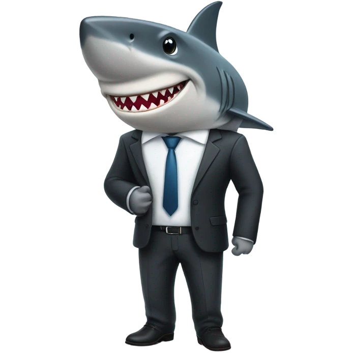 Shark wearing suit emoji