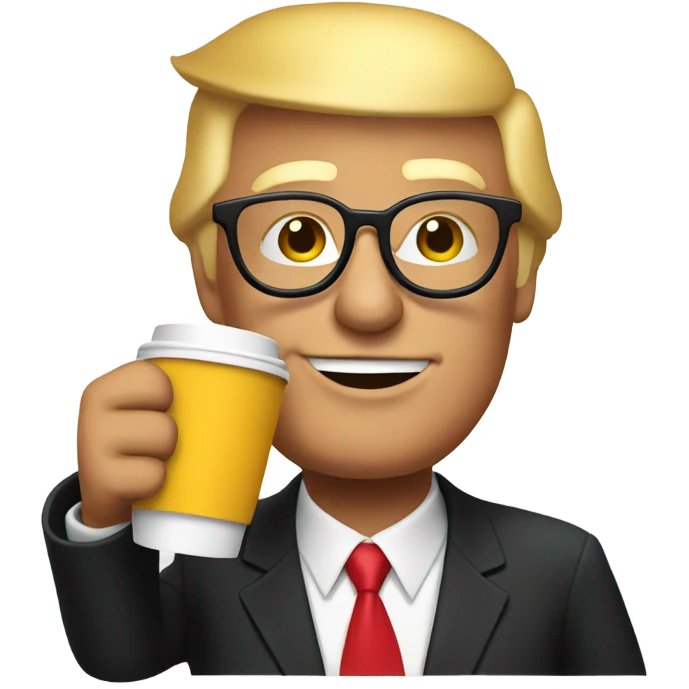 Trump wearing glasses drinking coffee  emoji