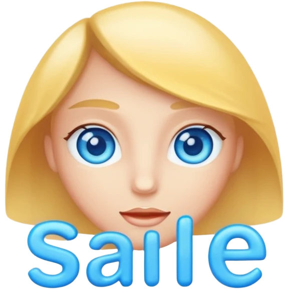the word 'Sale' with light blue eyes emoji
