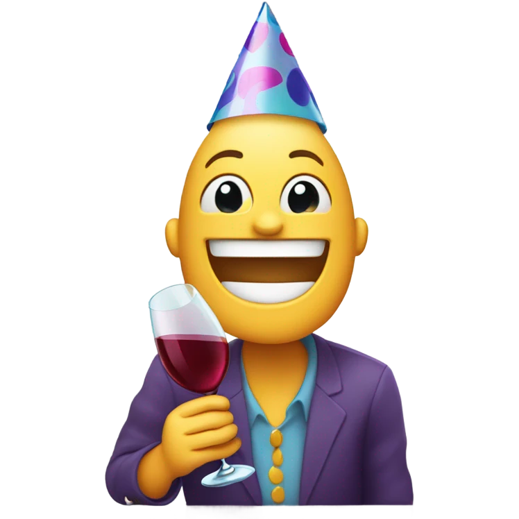 Birthday face with wine emoji
