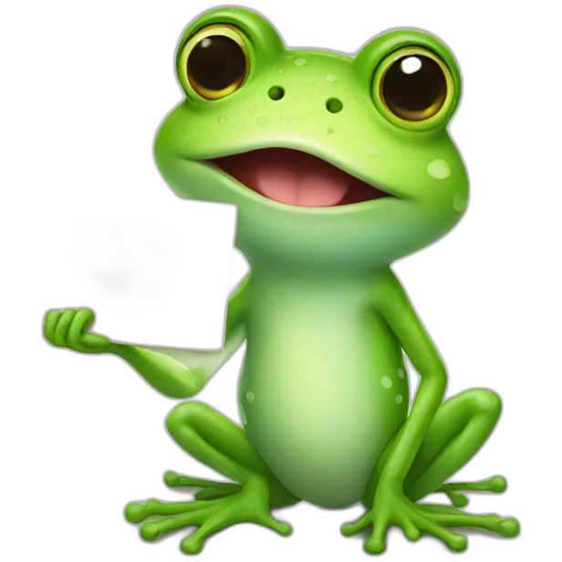 Cute frog holding a sign with like emoji