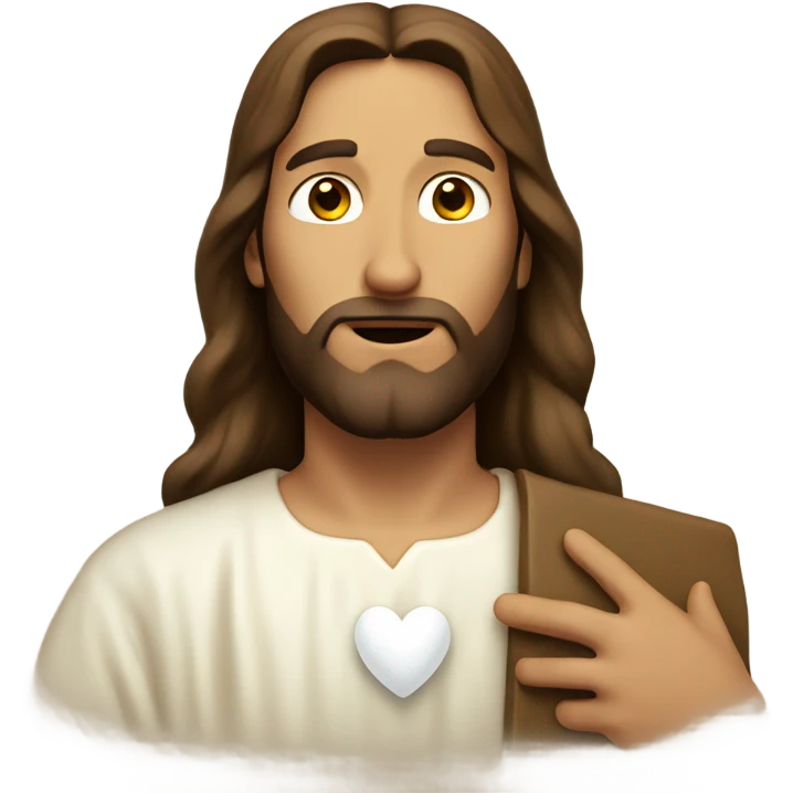 Jesus holding a white heart  emoji