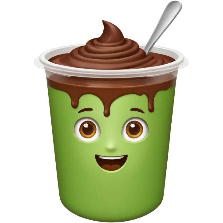 A chocolate yogurt with green packaging emoji
