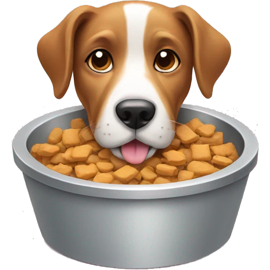 dog with treats in dog bowl emoji