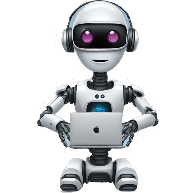 Ai robot with a computer, headphones & mic emoji