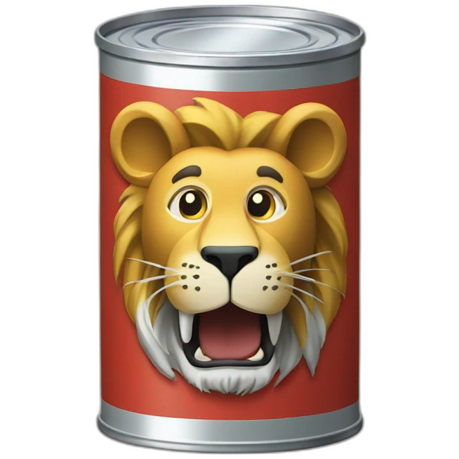 a tin can that have a lion on it emoji