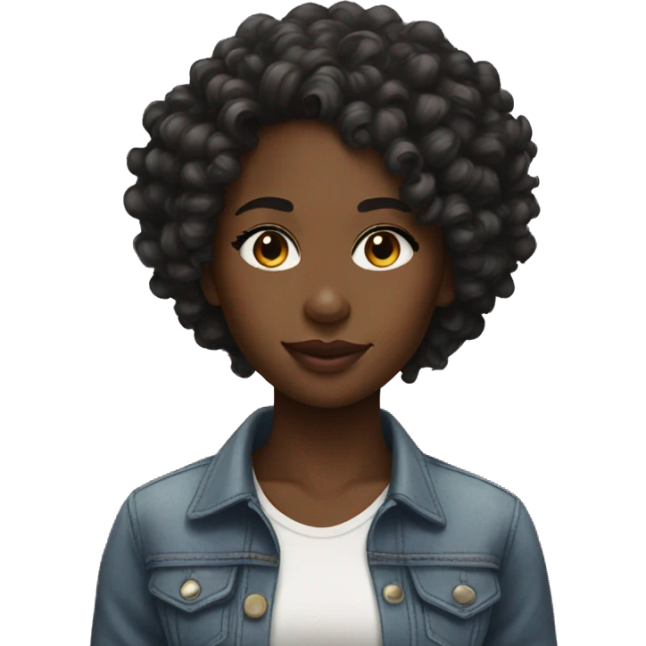 Black girl with curls and is really hot emoji