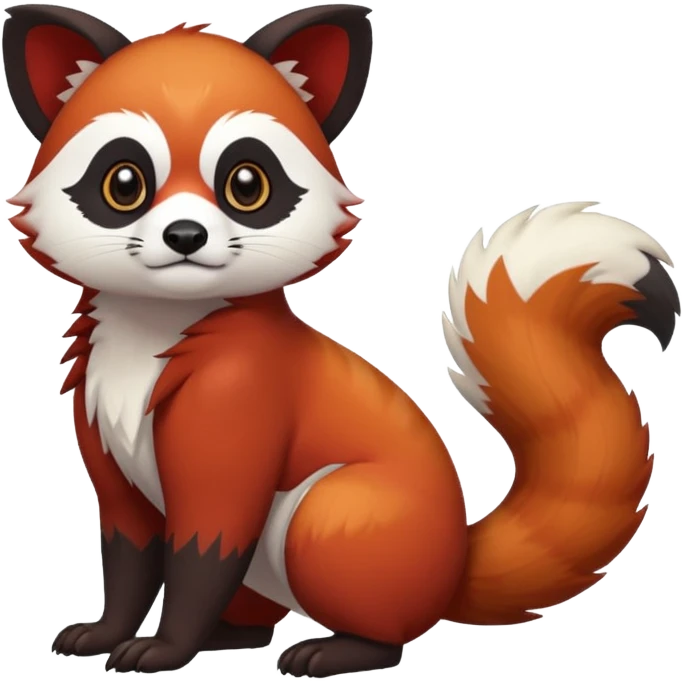 Cute cool white red dark-brown black red-panda-weasel-tanuki-ermine-gryphon-animal hybrid Fakemon full body emoji