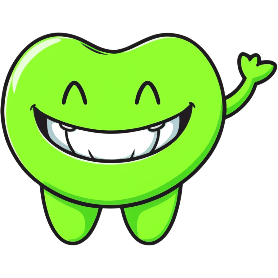 smiling teeth with green braces emoji