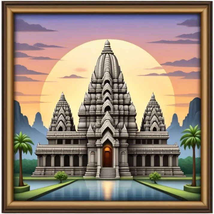 Cinematic Realistic Prambanan Temple Landmark Emoji, depicted as an ornate Hindu temple complex rendered with lifelike detail and dramatic, historical lighting. emoji
