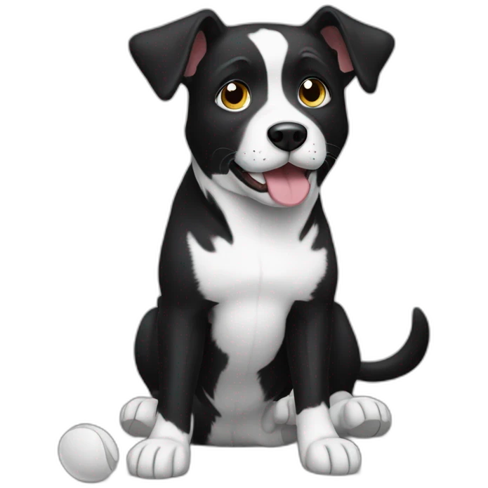 Black and white dog missing a leg emoji